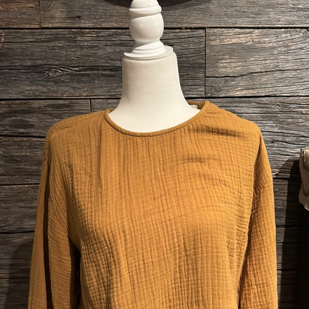 Madewell Mustard Peplum Long-Sleeve Top - Picture 2 of 10
